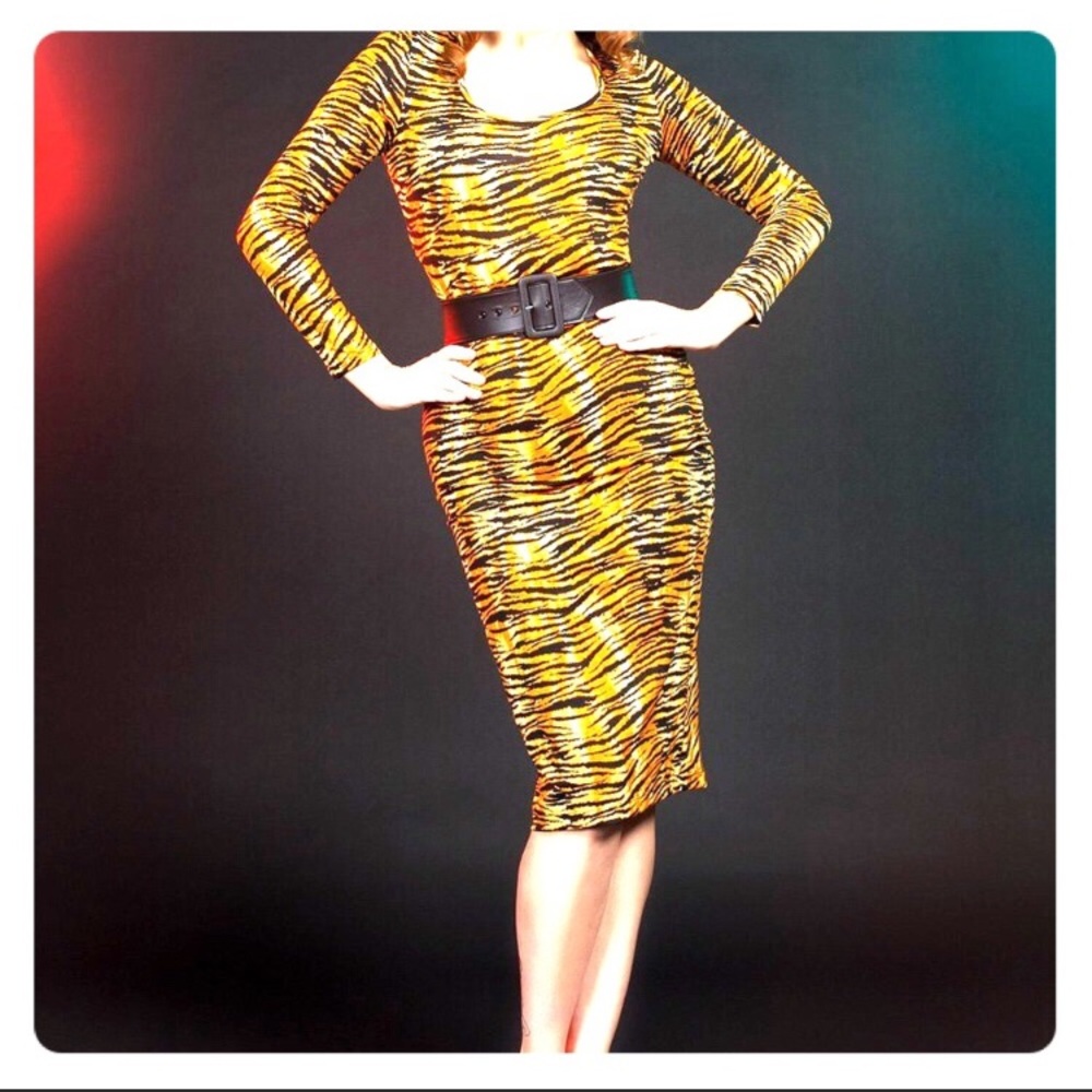 Pinup Girl Clothing Tiger Wiggle Dress XL Punk PUG